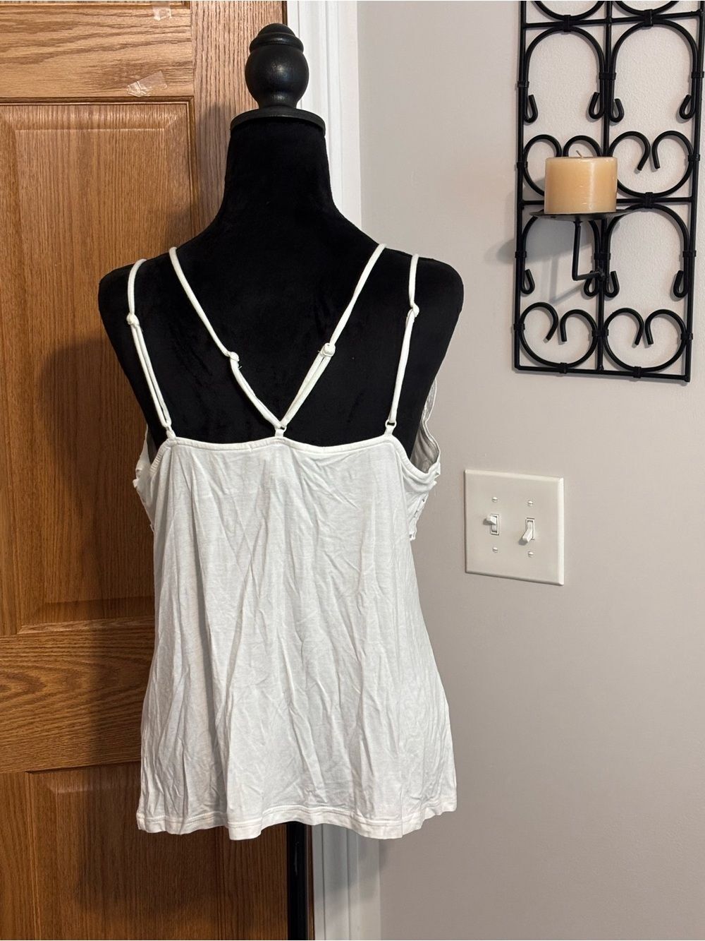 Boston Proper White Lace-Detail Double Adjustable Spaghetti Straps Tank Top L - Picture 2 of 15